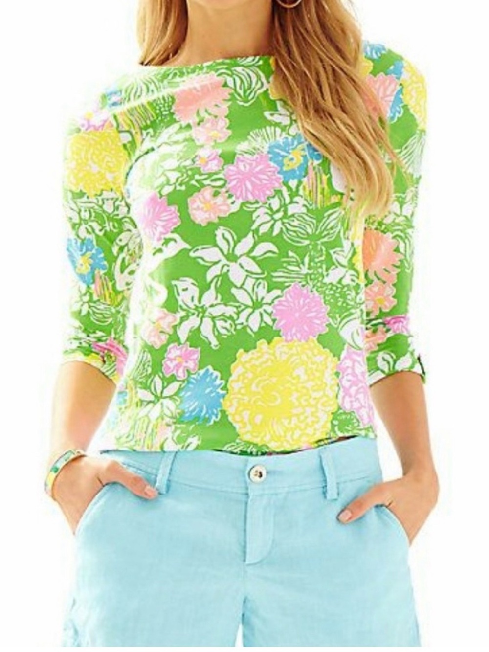 Lilly Pulitzer "Hibiscus Stroll" print Boat Neck Top